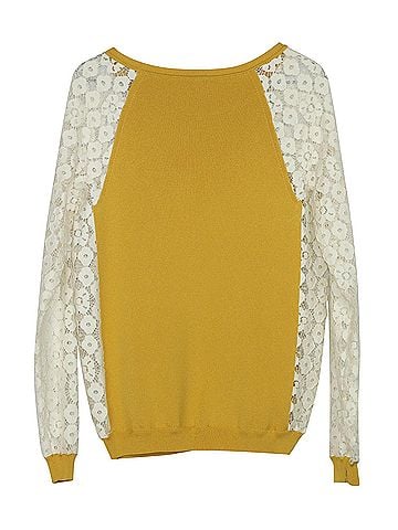 Moschino Moschino Cheap and Chic Knit Sweater with Lace Sleeves in Yellow Rayon (view 2)