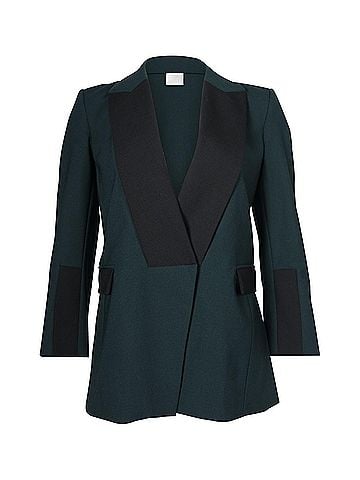 Dion Lee Dion Lee Two-Toned Blazer in Forest Green and Black Polyester  (view 1)