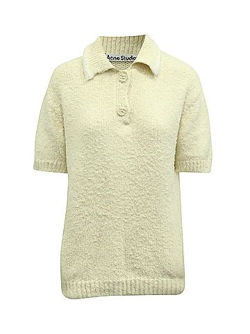 Acne Acne Studios Knitted Polo Shirt in Cream Cotton (view 1)