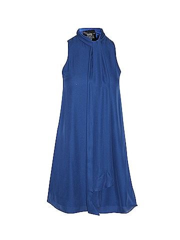 Alice + Olivia Alice + Olivia Cassidy Tie Neck Mini Dress in Blue Silk (view 1)
