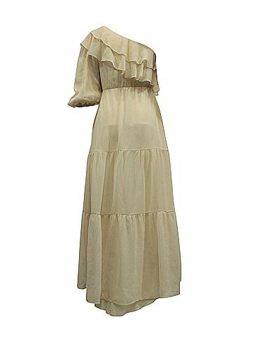 Maje Maje Racha One Shoulder Midi Dress in Pink Polyester (view 2)