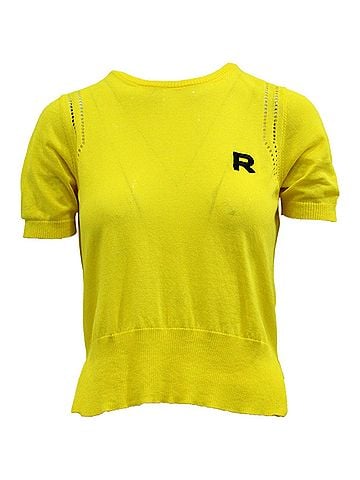 ROCHAS Rochas Knitted T-shirt in Yellow Cotton (view 1)
