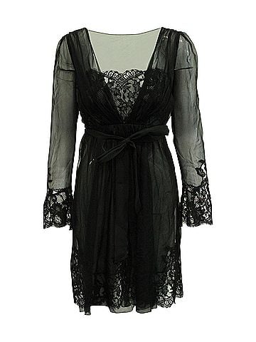 Alberta Ferretti Alberta Ferretti Sheer Lace Dress in Black Silk  (view 1)