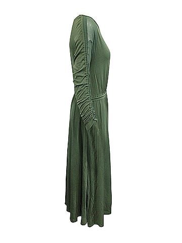 Sportmax Sportmax Ruched Panel Midi Dress in Olive Green Viscose (view 2)