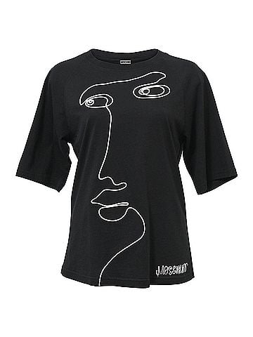 Moschino Moschino Face Embroided T-Shirt in Black Cotton (view 1)