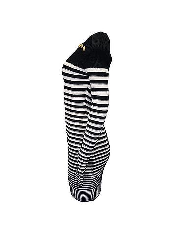 Balmain Balmain Sailor Style Knitted Striped Dress in Navy Blue Polyamide (view 2)
