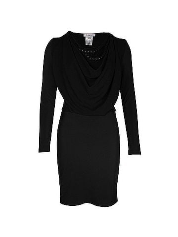 Givenchy Givenchy Draped Cowl Neck Long-Sleeve Mini Dress in Black Viscose (view 1)