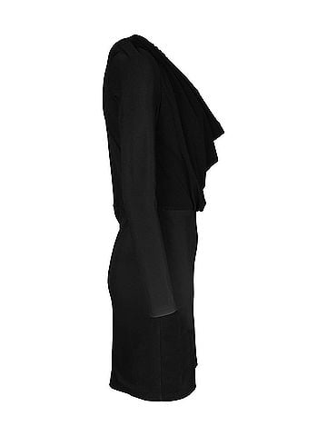 Givenchy Givenchy Draped Cowl Neck Long-Sleeve Mini Dress in Black Viscose (view 2)