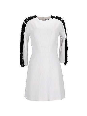 Sandro Sandro Side Sleeve Fringe Dress in White Polyester (view 1)