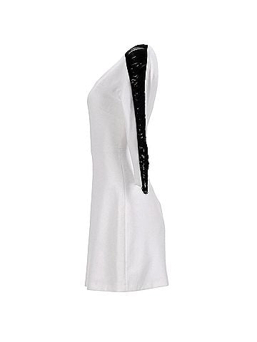 Sandro Sandro Side Sleeve Fringe Dress in White Polyester (view 2)