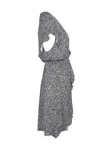 Maje Maje Ruffled Surplice Mini Dress in Black and White Cupro (view 2)