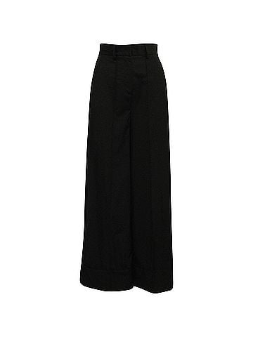 MSGM MSGM Wide Leg Tailored Pants in Black Polyester (view 1)