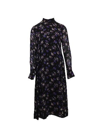 Ganni Ganni Printed Georgette Midi Dress in Black Viscose (view 1)