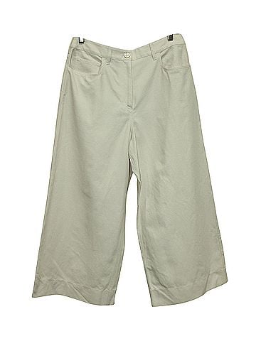 Kenzo Kenzo Wide Leg Cropped Trousers in White Cotton (view 1)