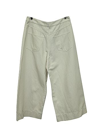 Kenzo Kenzo Wide Leg Cropped Trousers in White Cotton (view 2)