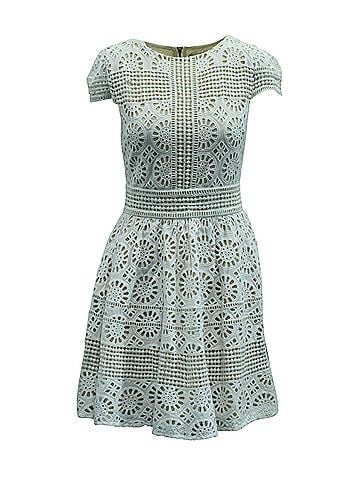 Alice + Olivia Alice + Olivia Eyelet Dress in White Cotton (view 1)