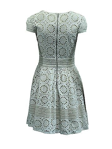 Alice + Olivia Alice + Olivia Eyelet Dress in White Cotton (view 2)