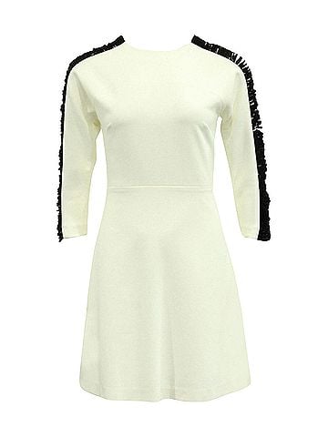 Sandro Sandro Paris Sleeve Embellished Shift Dress in White Polyester (view 1)