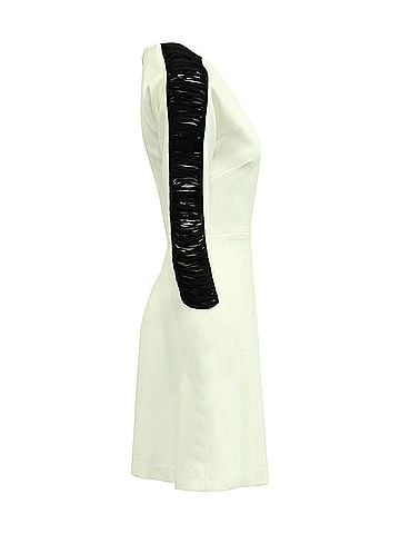Sandro Sandro Paris Sleeve Embellished Shift Dress in White Polyester (view 2)