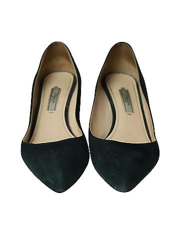 Prada Prada Cone Heel Sandals in Green Suede (view 2)