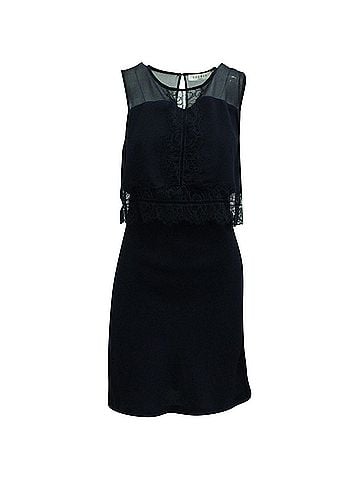 Sandro Sandro Paris Lace Detailed Mini Dress in Navy Blue Viscose (view 1)