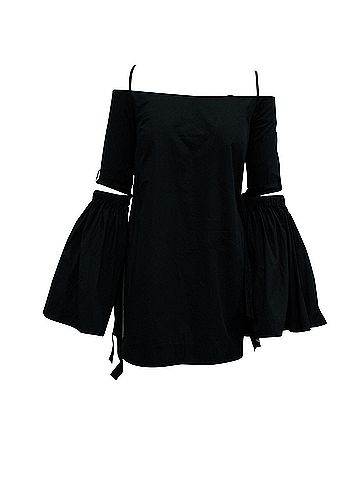 Ellery Ellery Cold-Shoulder Mini Dress in Black Cotton (view 1)