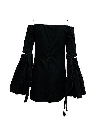 Ellery Ellery Cold-Shoulder Mini Dress in Black Cotton (view 2)