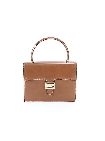 Gucci Vintage Gucci G hardware leather handbag, brown, top handle, brand name, women's. (view 1)
