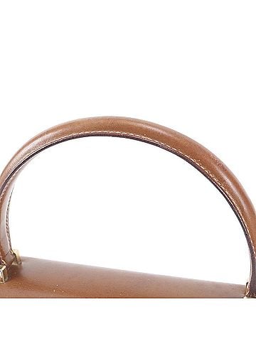 Gucci Vintage Gucci G hardware leather handbag, brown, top handle, brand name, women's. (view 2)