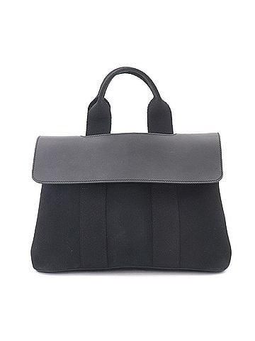Hermès Hermes Valparaiso PM Handbag, Toile Chevron Leather, Black, Silver Hardware (view 1)