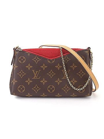 Louis Vuitton Louis Vuitton LOUIS VUITTON Monogram Pallas Clutch Chain Shoulder Handbag Brown Cerise M41638 (view 1)