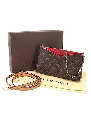 Louis Vuitton Louis Vuitton LOUIS VUITTON Monogram Pallas Clutch Chain Shoulder Handbag Brown Cerise M41638 (view 2)