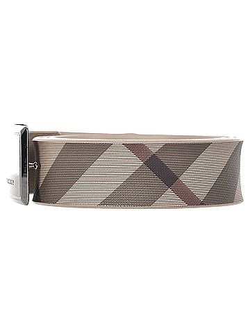 Burberry Burberry Check-Print Plaque Buckle Belt in Beige PVC (view 2)