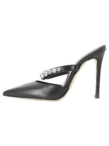 Michael Kors Michael Kors Jessa Embellished Pointed-Toe Mules in Black Leather (view 2)
