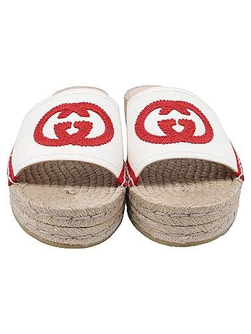 Gucci Gucci Pilar GG Espadrille Slide Sandals in White Canvas (view 2)