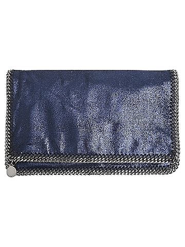 Stella McCartney Stella Mccartney Falabella Clutch Bag in Navy Blue Shaggy Deer (view 1)