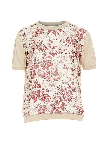 Gucci GUCCI Bloom floral butterfly silk print front wool knit sweater top M (view 1)