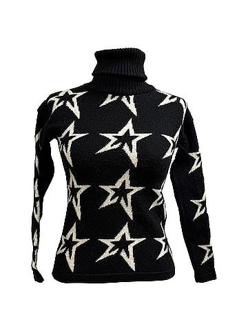 Perfect Moment  Perfect Moment Star Dust Rolled Neck Sweater in Black Merino Wool (view 1)
