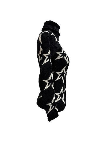 Perfect Moment  Perfect Moment Star Dust Rolled Neck Sweater in Black Merino Wool (view 2)