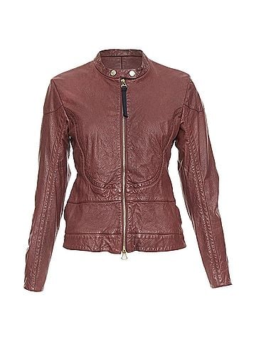 MARNI MARNI 2012 burgundy crinkled lamb leather wool lining moto biker jacket IT42 M (view 1)
