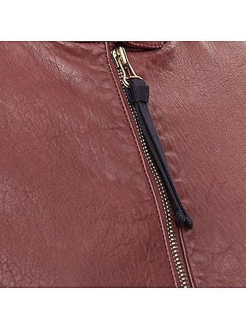 MARNI MARNI 2012 burgundy crinkled lamb leather wool lining moto biker jacket IT42 M (view 2)