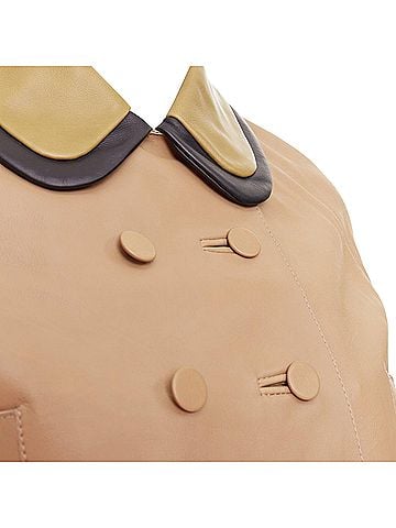 MARNI MARNI brown leather green black dup collar cropped double breast jacket IT36 XXS (view 2)