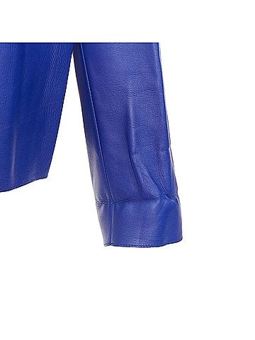MARNI MARNI cobalt blue beige lined lamb leather rounded sleeve cropped jacket IT38 XS (view 2)