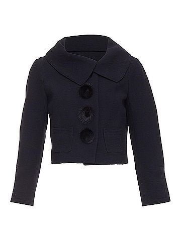 Louis Vuitton LOUIS VUITTON 2007 black wool crepe Mink fur button cropped jacket FR38 M (view 1)