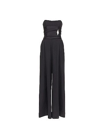 Alexandre Vauthier ALEXANDRE VAUTHIER COUTURE black crystal pave brooch strapless wide leg jumpsuit (view 1)