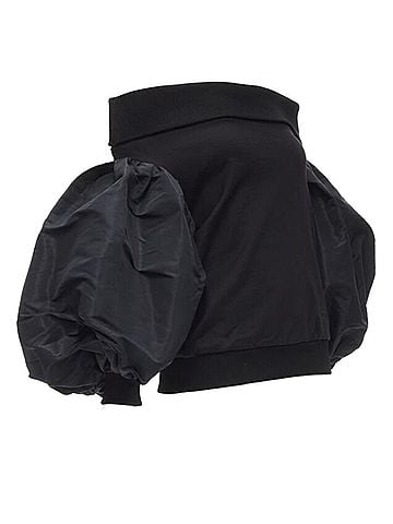Alexander McQueen ALEXANDER MCQUEEN cotton black ultra puff sleeve off shoulder sweater IT38 XS (view 1)