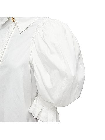 Aje. AJE white cotton puff shoulder gold button rounded hem shirt AU6 XS (view 2)