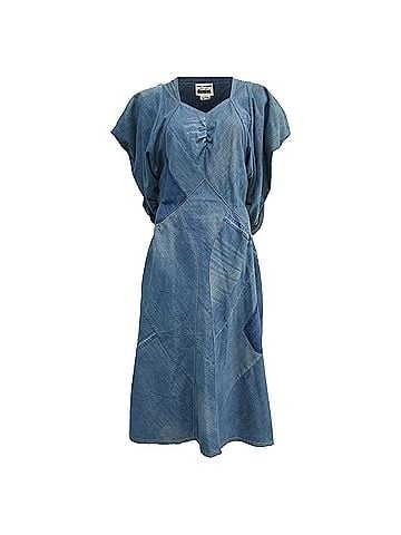 Comme des Garçons  Comme Des Garçons X Junya Watanabe Patchwork Midi Dress in Blue Cotton (view 1)
