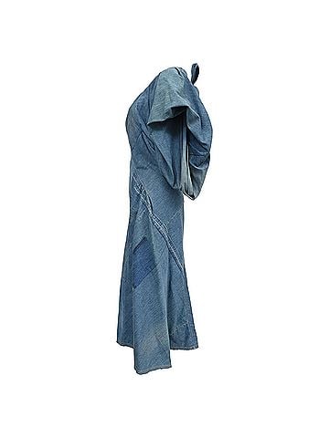 Comme des Garçons  Comme Des Garçons X Junya Watanabe Patchwork Midi Dress in Blue Cotton (view 2)