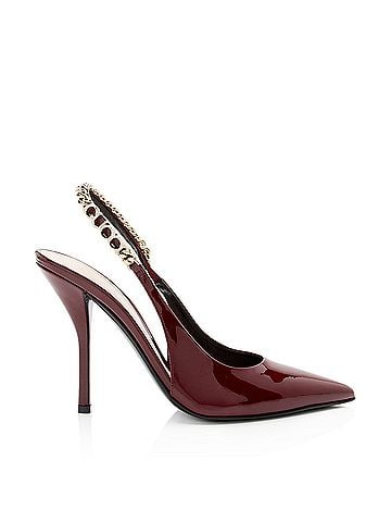 Gucci Gucci Patent Leather Chain Logo Signoria Slingback Pumps - Size 7 / 37 (view 1)